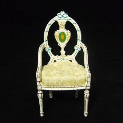 8045-01, White Armchair Hand-painted in 1" scale